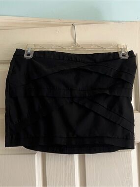 Wet Seal Black Mini Skirt with Layered Panel Detail